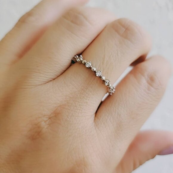 925 Sterling Silver Women's Thin Ring Promise Engagement Eternity Band Ring - Picture 3 of 8